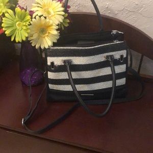 Navy and White striped bag.